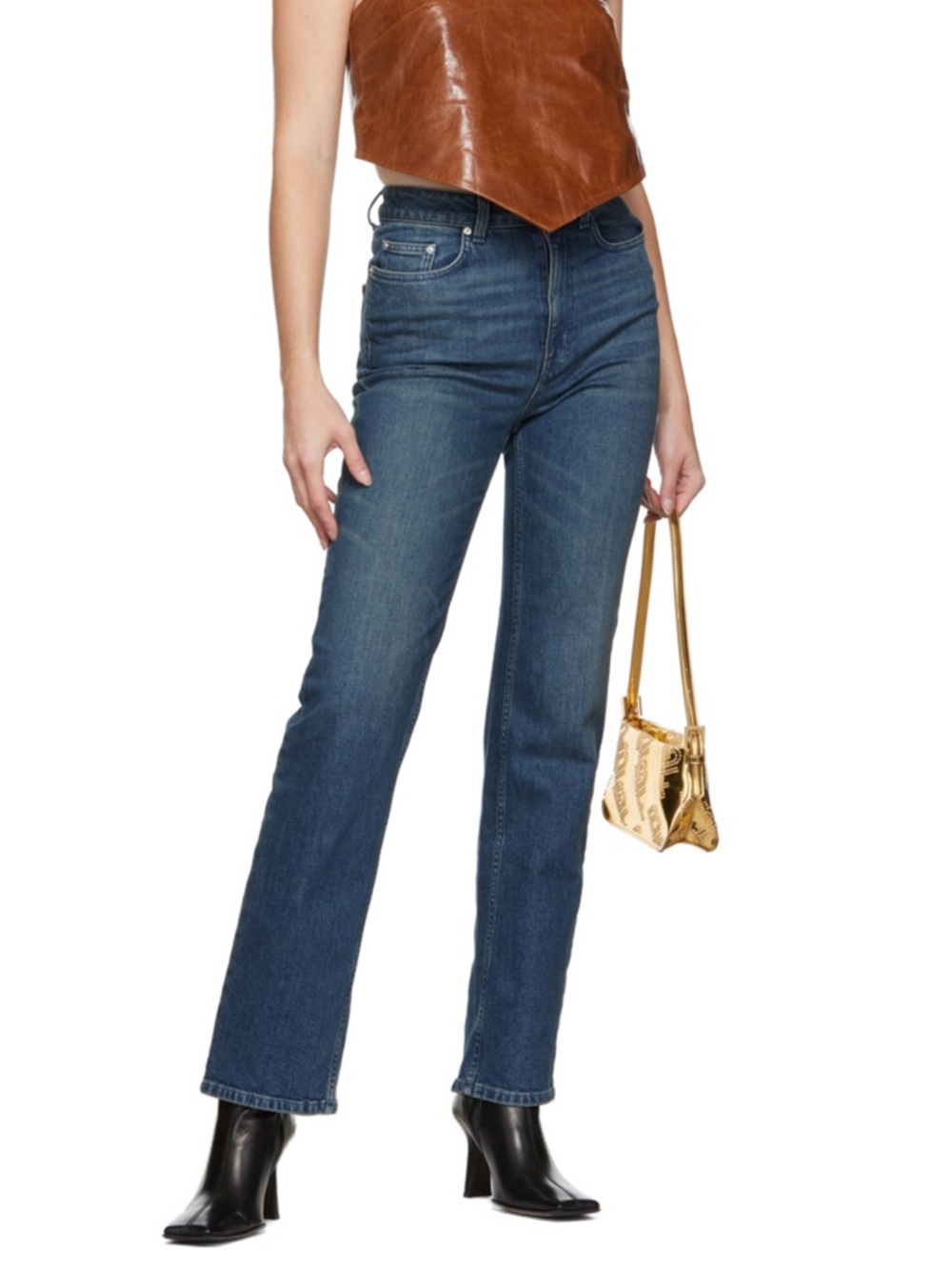 REMAIN BIRGER CHRISTENSEN High-Rise Straight Leg Jeans in Medium Dark Blue - 27
